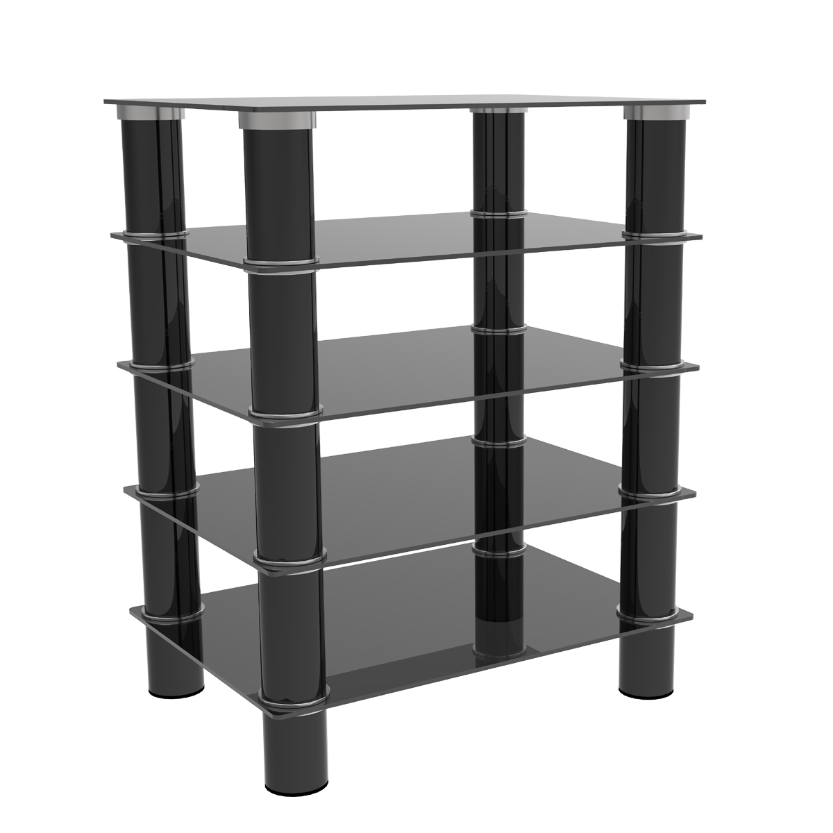 Ryan Rove Hamlin Clear Glass Component Stand - Entertainment Center, Home Theater System, Media Storage, Stereo and Audio Consol