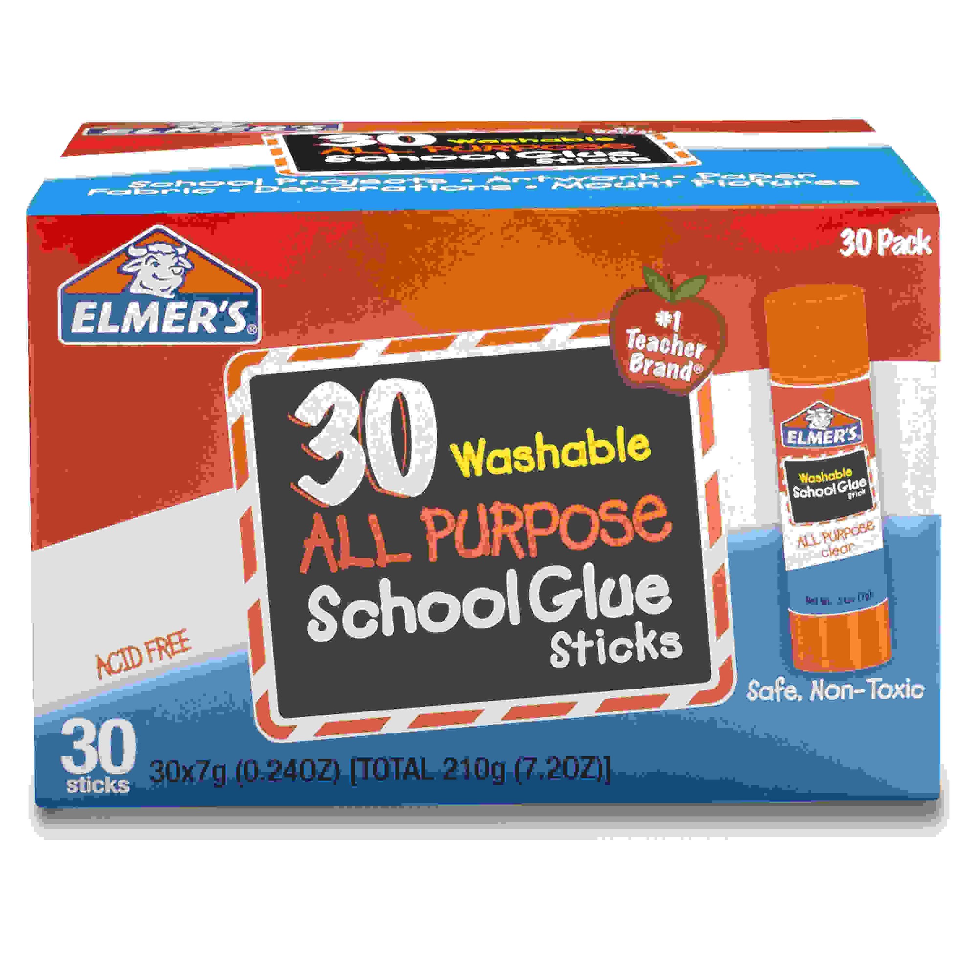 Washable School Glue Sticks, All Purpose, Pack of 30