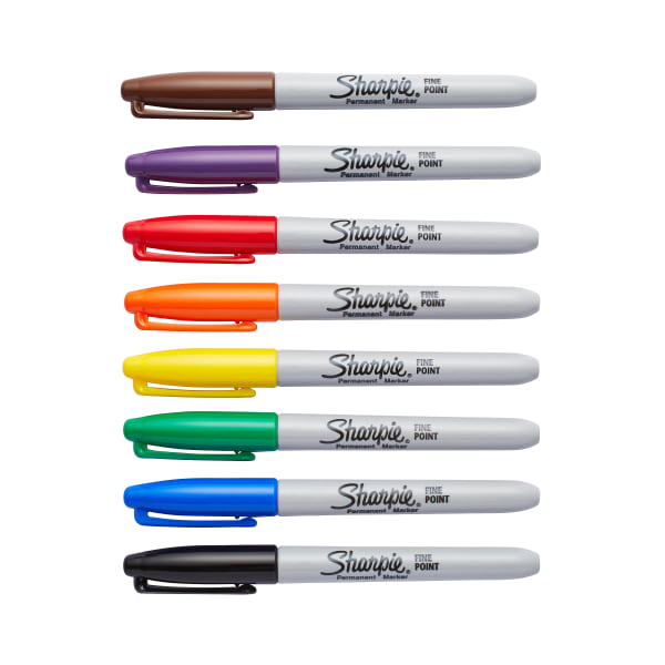 Fine Point Permanent Markers, Assorted, Set of 8