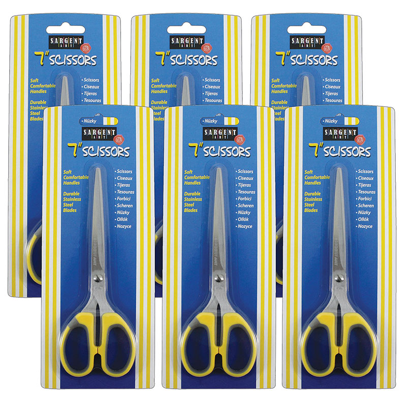7" Pointed Scissors, Pack of 6