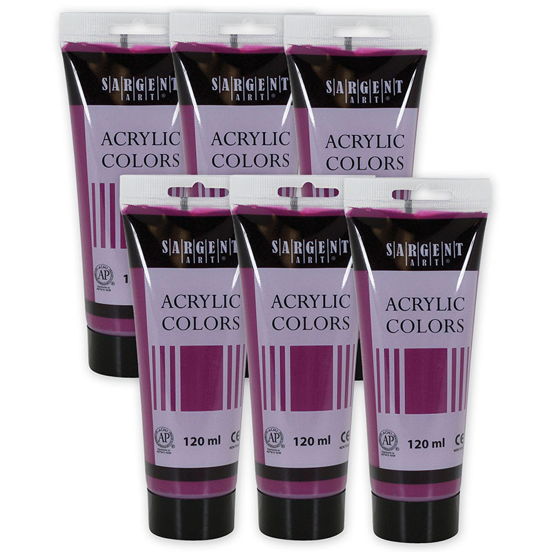 Acrylic Paint Tube, 120 ml, Rouge, Pack of 6