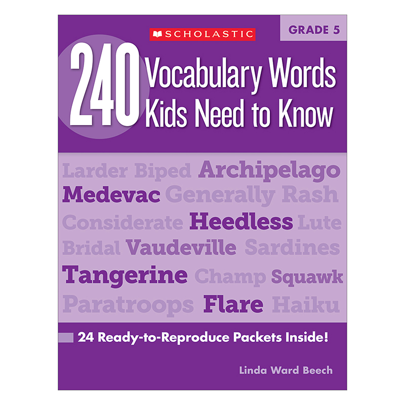 240 Vocabulary Words Kids Need to Know Book, Grade 5