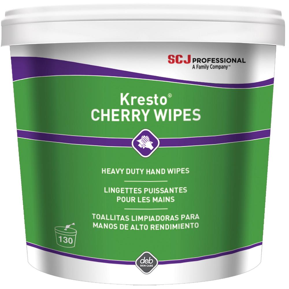 SC Johnson Kresto Heavy-Duty XL Hand Wipes - Cherry - 10" x 12" - White, Red - Polypropylene - Moisturizing, Non-toxic, Easy to 