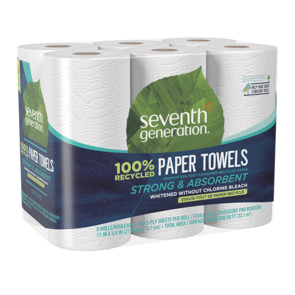 100% Recycled Paper Towel Rolls, 2-Ply, 11 x 5.4 Sheets, 140 Sheets/RL, 24 RL/Case