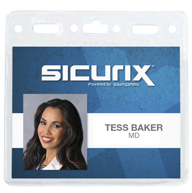 SICURIX ID Badge Holder - Horizontal - 4" x 3" x - Vinyl - 50 / Pack - Clear