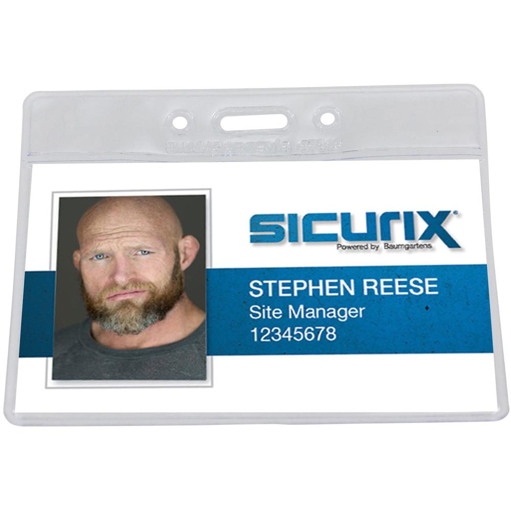 SICURIX Vinyl Punched ID Badge Holders - Horizontal - Horizontal - 2.5" x 3.5" x - Vinyl - 50 / Pack - Clear