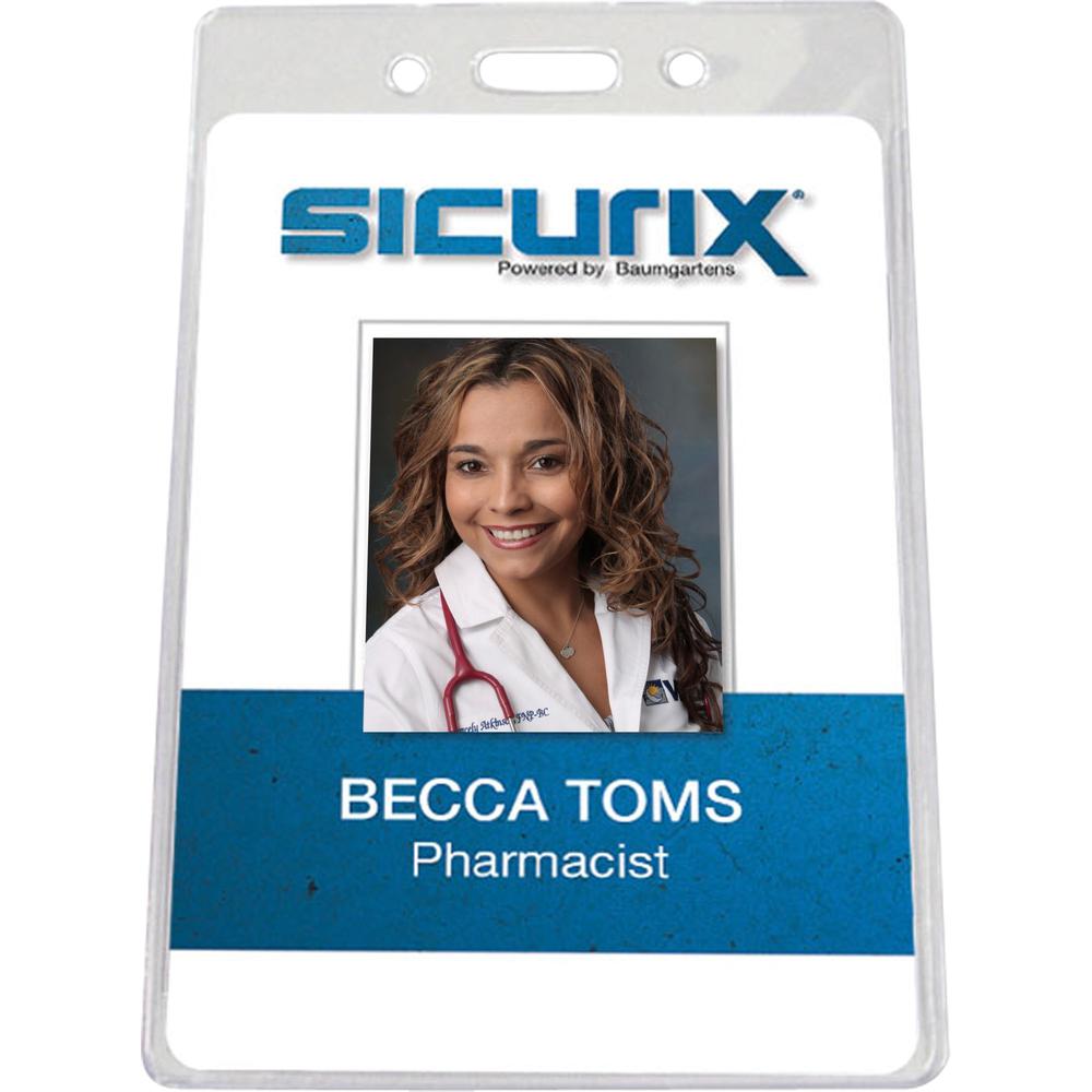 SICURIX Vertical ID Badge Holder - 3.9" x 3.6" x - Vinyl - 50 / Pack - Clear