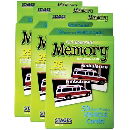 Photographic Memory Matching Game, Vehicles, Pack of 3