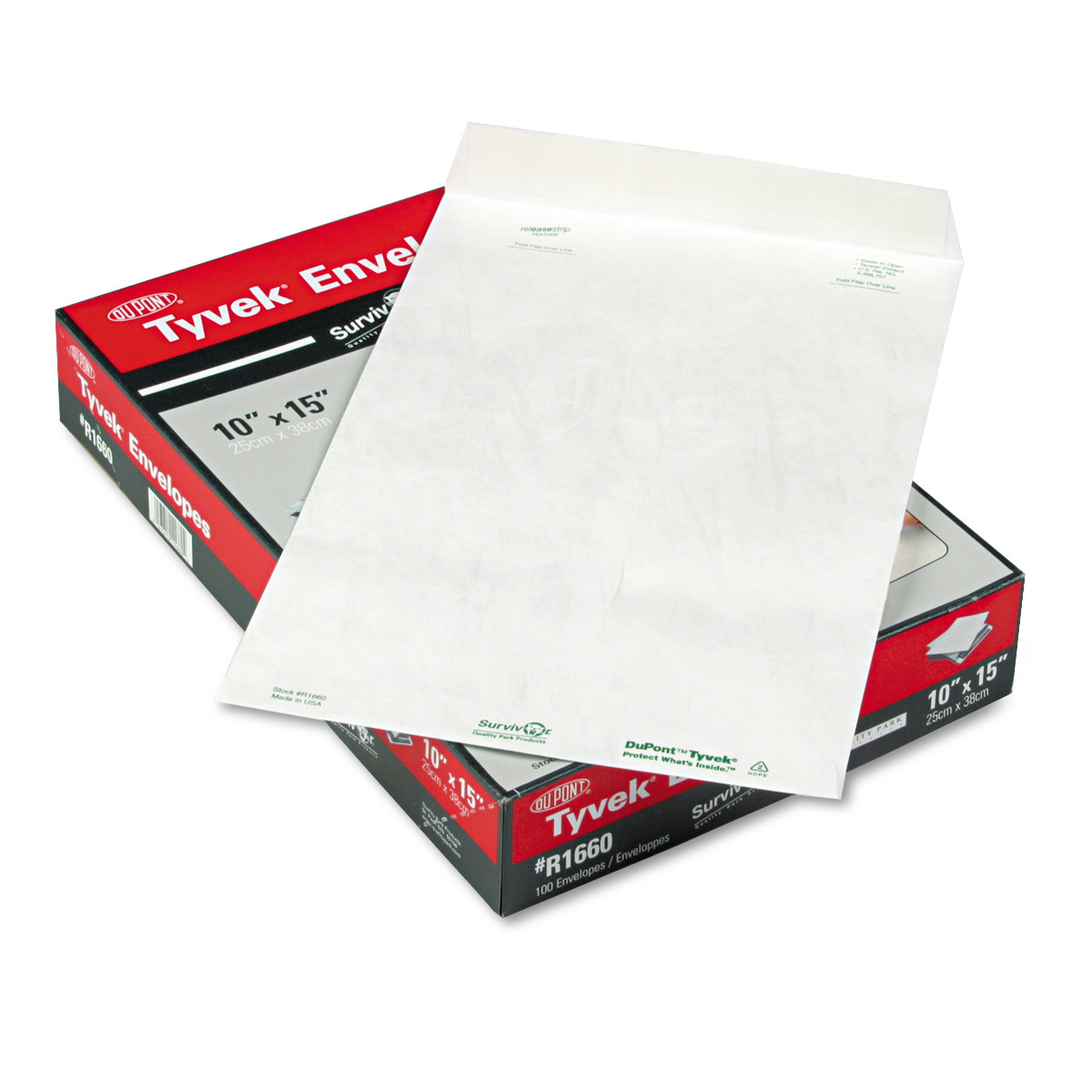Quality Park Flap-Stik Open-end Envelopes - Catalog - 10" Width x 15" Length - 14 lb - Peel & Seal - Tyvek - 100 / Box - White