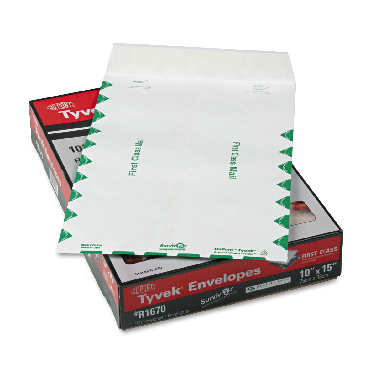 Quality Park Survivor Tyvek First Class Envelopes - First Class Mail - 10" Width x 15" Length - 14 lb - Peel & Seal - Tyvek - 10