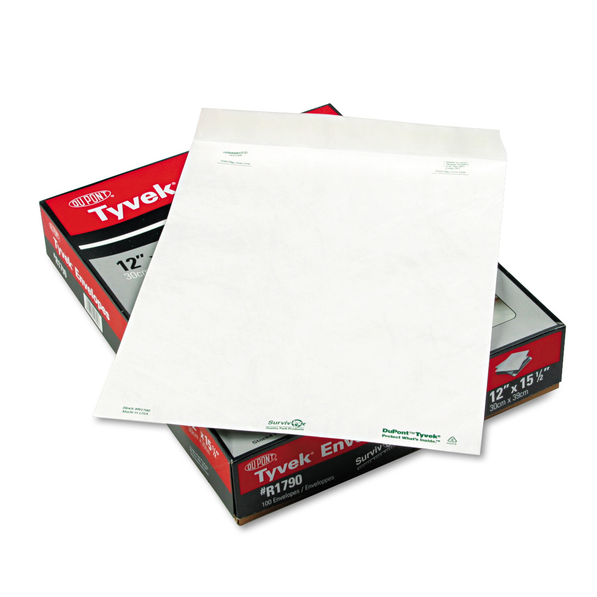 Quality Park Flap-Stik Open-end Envelopes - Catalog - #15 1/2 - 12" Width x 15 1/2" Length - 14 lb - Peel & Seal - Tyvek - 100 /