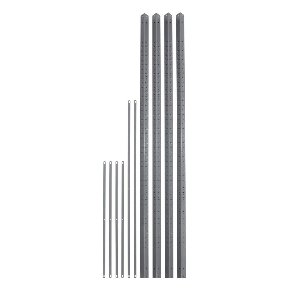 Industrial Post Kit - 1.5" Width x 1.5" Depth x 85" Height - Steel - Dark Gray