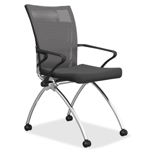Valor Training Series High-Back Nesting Chair, Black Seat/Black Back, Silver Base, 2/Carton