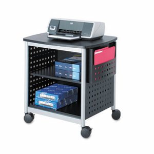 Safco Scoot Desk Side Hole Pattern Printer Stand - 200 lb Load Capacity - 3 x Shelf(ves) - 26.5" Height x 26.5" Width x 20.5" De