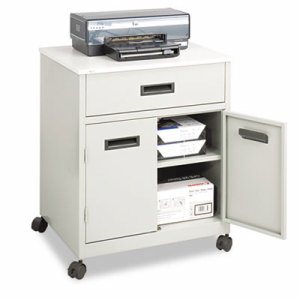Safco Steel Mobile Machine Stand with Drawer - 200 lb Load Capacity - 2 x Shelf(ves) - Hinged Door - 29.8" Height x 25" Width x 