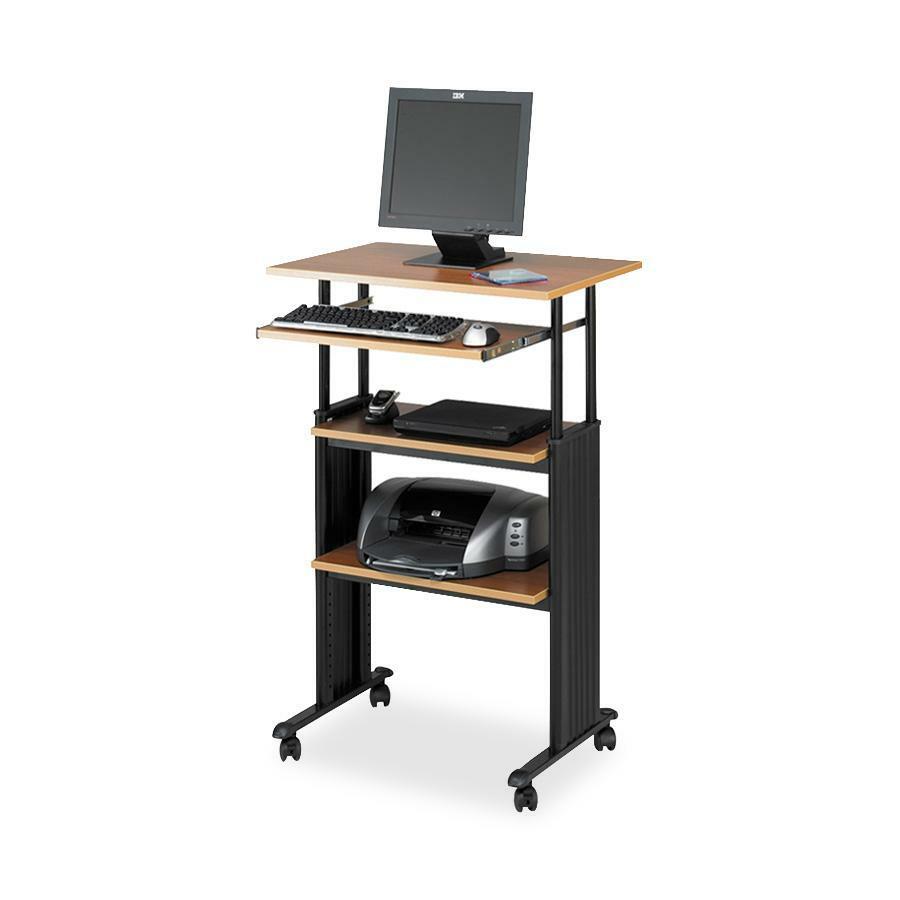 Safco Muv Stand-up Adjustable Height Desk - Rectangle Top - Assembly Required - Medium Oak - Steel, Polyvinyl Chloride (PVC)
