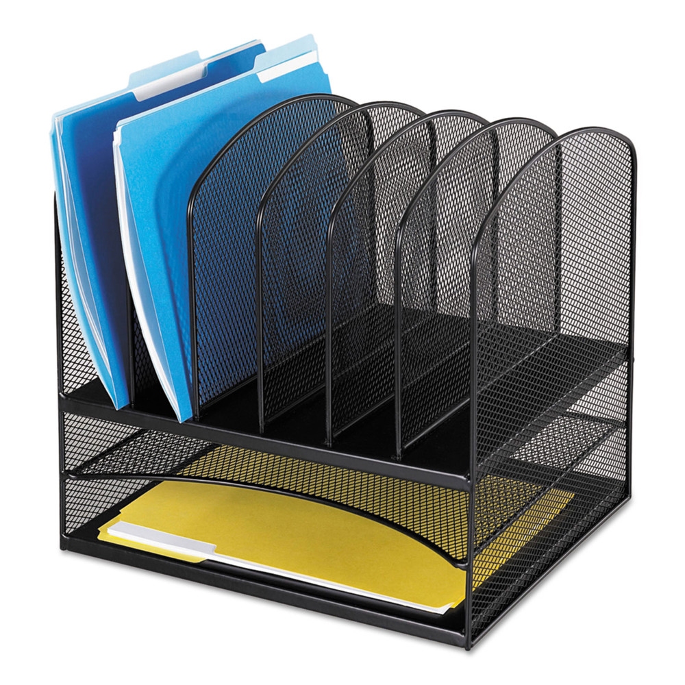 Safco Onyx 2 Horizontal/6 Upright Desk Organizer - 8 Compartment(s) - 13" Height x 13.3" Width x 11.5" Depth - Desktop - Black -