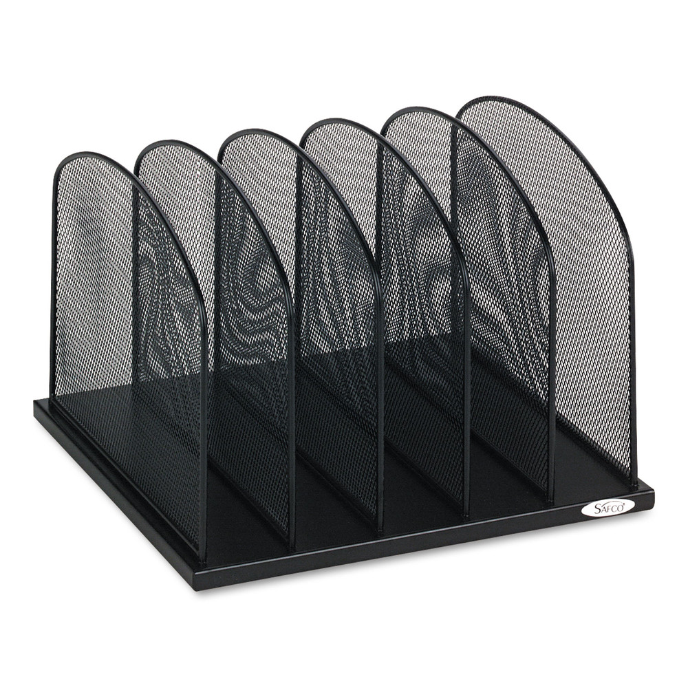 Safco Mesh Desk Organizers - 5 Compartment(s) - 2" - 8.3" Height x 12.5" Width x 11.3" Depth - Desktop - Black - Steel - 1 Each