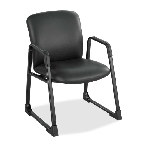 Safco Uber Big and Tall Guest Chair - Black Vinyl, Foam Seat - Steel Frame - Sled Base - 1 Each