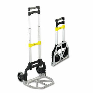 Safco Stow-Away Hand Truck - Telescopic Handle - 110 lb Capacity - 4 Casters - 5" Caster Size - Aluminum - x 16.3" Width x 25" D