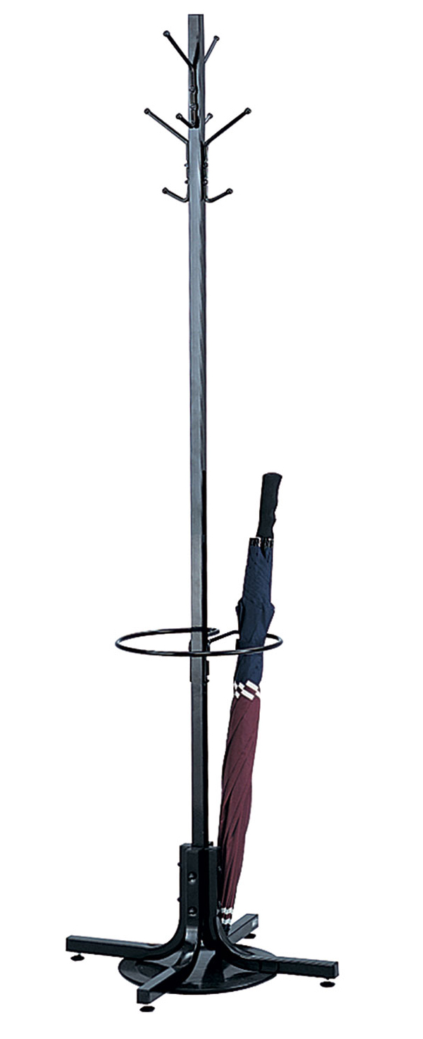 Safco Umbrella Stand Coat Rack - 4 Hooks - 40 lb (18.14 kg) Capacity - for Multipurpose - Steel - Black - 1 Each