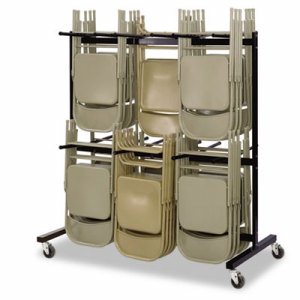 Safco Double Tier Chair Cart - 840 lb Capacity - 4 Casters - 4" Caster Size - Steel - x 64.5" Width x 33.5" Depth x 70.3" Height