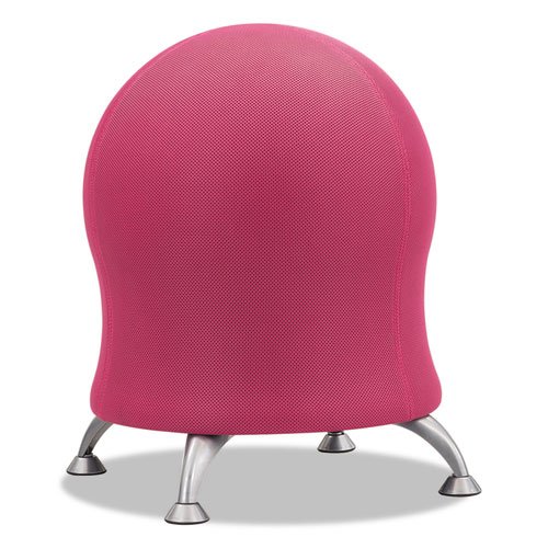 Zenergy Ball Chair, Backless, Supports Up to 250 lb, Pink Fabric Seat, Silver Base