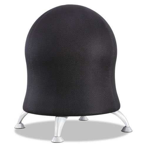 Zenergy Ball Chair, Backless, Supports Up to 250 lb, Black Vinyl Seat, Silver Base
