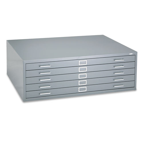Five-Drawer Steel Flat File, 46w x 35d x 16h, Gray