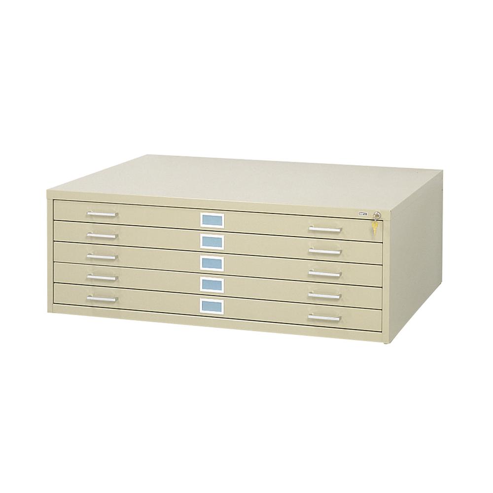 Safco 5-Drawer Steel Flat File - 46.5" x 35.5" x 16.5" - 5 x Drawer(s) for File - Stackable - Tropic Sand - Powder Coated - Stee