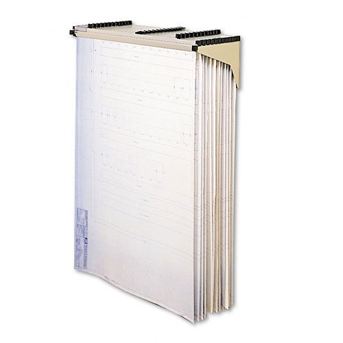 Sheet File Drop/Lift Wall Rack, 12 Hanging Clamps, 43.75w x 11.5d x 7.75h, Sand