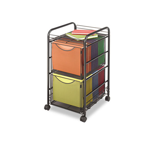 Safco Onyx Double Mesh Mobile File Cart - 2 Shelf - 2 Drawer - 4 Casters - 1.50" Caster Size - x 15.8" Width x 17" Depth x 27" H
