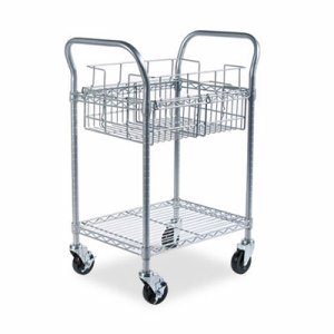 Safco Wire Mail Cart - 600 lb Capacity - 4 Casters - 4" Caster Size - Steel - x 26.8" Width x 18.8" Depth x 38.5" Height - Gray 