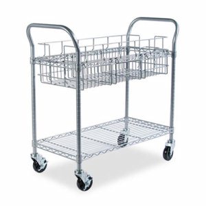 Safco Wire Mail Cart - 600 lb Capacity - 4 Casters - 4" Caster Size - Steel - x 39" Width x 18.8" Depth x 38.5" Height - Gray - 