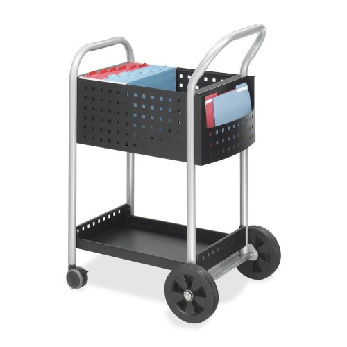 Safco Scoot Mail Cart - 2 Shelf - 300 lb Capacity - 4 Casters - 3" , 8" Caster Size - Steel - x 22" Width x 27" Depth x 40.5" He