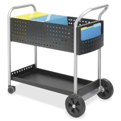 Safco Scoot Mail Cart - 3" Caster Size - Steel - x 22.5" Width x 39.5" Depth x 40.8" Height - Black - 1 Each