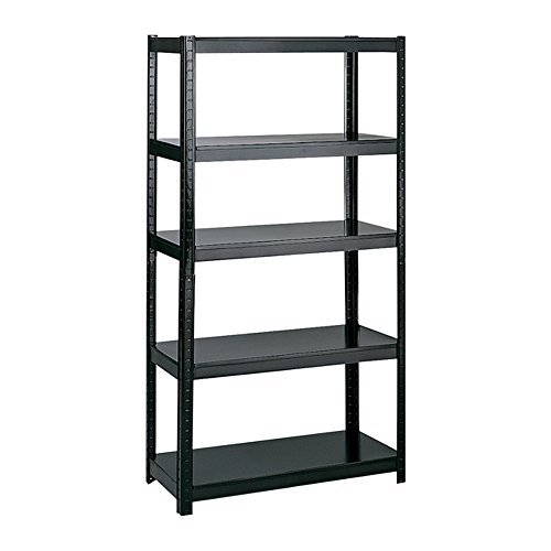 Boltless Steel Shelving, Five-Shelf, 36w x 24d x 72h, Black