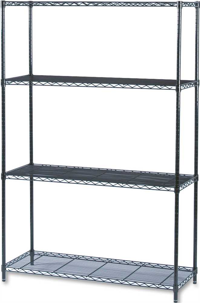 Safco Industrial Wire Shelving - 48" x 18" x 72" - 4 x Shelf(ves) - 1250 lb Load Capacity - Leveling Glide, Dust Proof, Adjustab