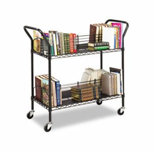 Safco Double Sided Wire Book Cart - 4 Shelf - 200 lb Capacity - 4 Casters - 3" Caster Size - Steel - 34" Width x 19.3" Depth x 4