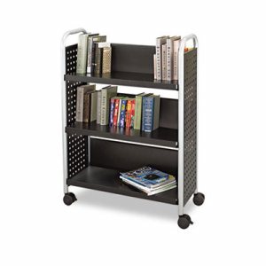 Safco Scoot Single Sided Book Cart - 3 Shelf - 4 Casters - 3" Caster Size - Steel - x 33" Width x 14.3" Depth x 44.3" Height - B