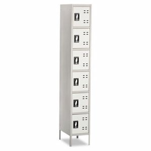 Safco Six-Tier Two-tone Box Locker with Legs - 18" x 12" x 78" - Recessed Locking Handle - Gray - Steel