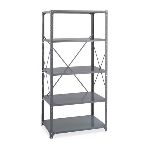 Safco Commercial Shelf Kit - 36" x 18" x 75" - 5 x Shelf(ves) - 3500 lb Load Capacity - Dark Gray - Powder Coated - Steel - Asse