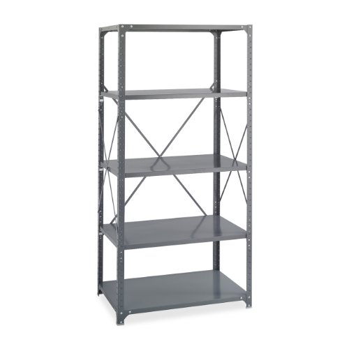 Safco Commercial Shelf Kit - 36" x 24" x 75" - 5 x Shelf(ves) - 3500 lb Load Capacity - Dark Gray - Powder Coated - Steel - Asse