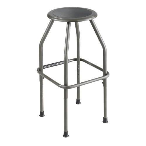 Safco Adjustable Height Diesel Stool Trolley - Polyurethane Seat - Powder Coated Steel Frame - Four-legged Base - Pewter - 1 Eac