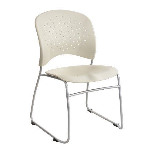 Rve Series Guest Chair With Sled Base, Latte Plastic, Silver Steel, 2/CT