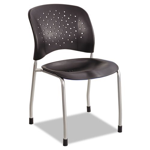 Rve Series Guest Chair W/ Straight Legs, Black Plastic, Silver Steel, 2/Carton
