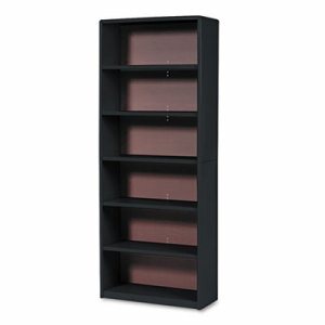 Safco Value Mate Bookcase - 31.8" x 13.5" x 80" - 6 x Shelf(ves) - Black - Steel, Fiberboard, Plastic - Assembly Required