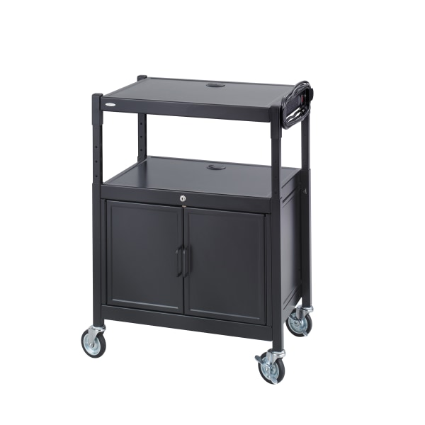 Safco Steel Adjustable AV Carts - Up to 20" Screen Support - 120 lb Load Capacity - 3 x Shelf(ves) - 42" Height x 26.8" Width x 