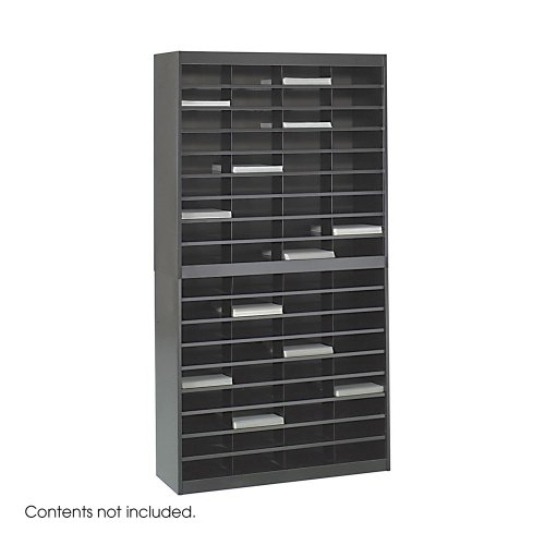 Steel/Fiberboard E-Z Stor Sorter, 72 Compartments, 37.5 x 12.75 x 71, Black