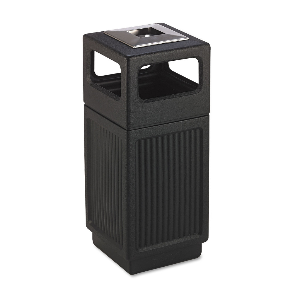Safco Recessed Panels Waste Receptacle - 15 gal Capacity - 32.8" Height x 13.8" Width x 13.8" Depth - Polyethylene - Black - 1 E